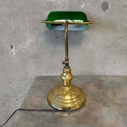 Vintage Large Green Banker Lamp