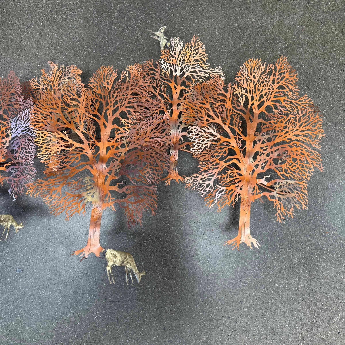 Mid Century Bijan Torch Cut Brutalist Unicorn Woodland Wall Art