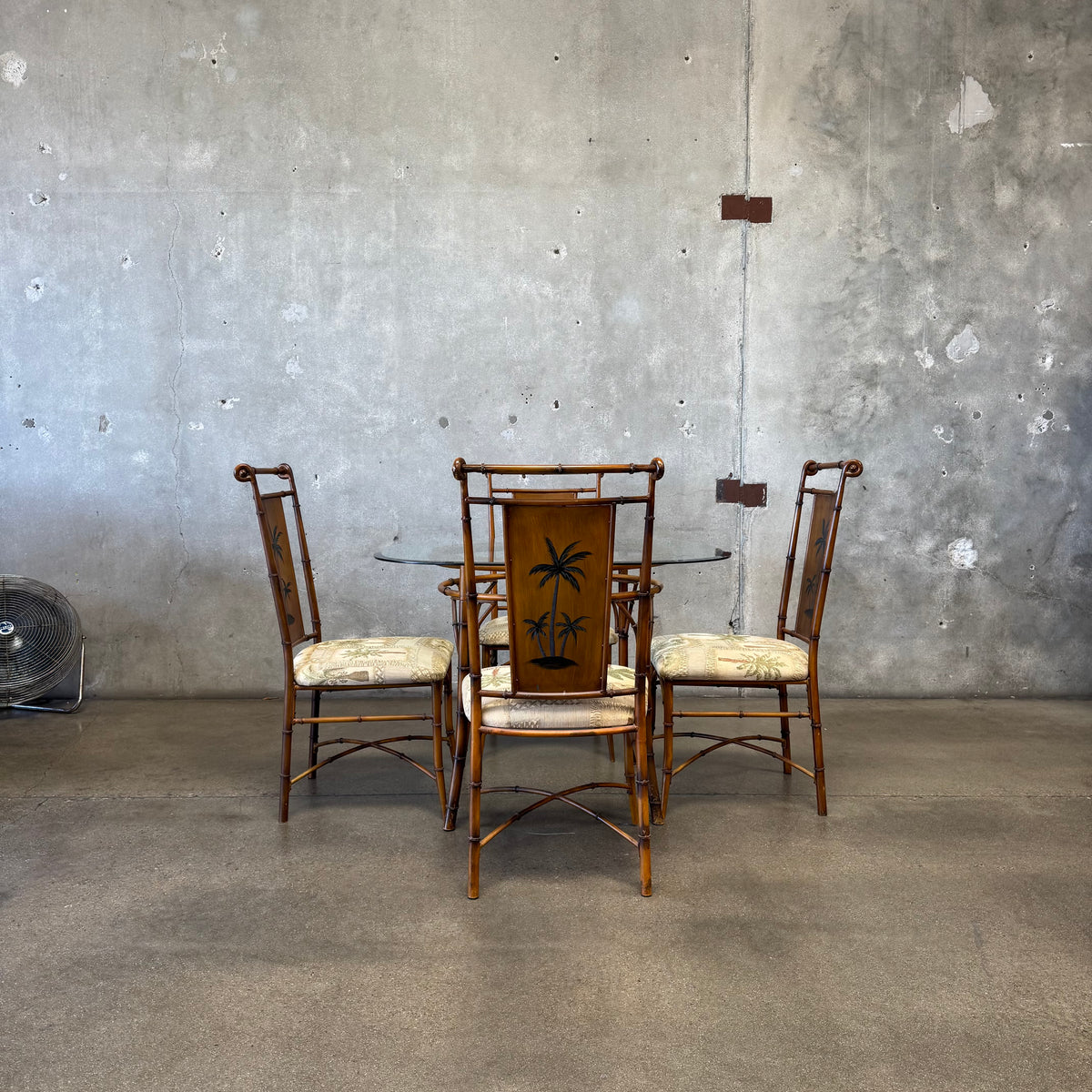 Vintage Faux Bamboo & Glass Dining Set