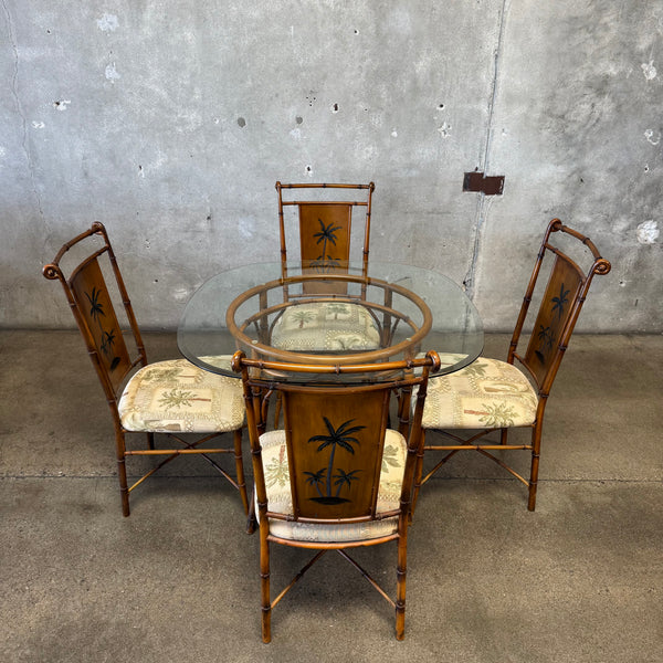 Vintage Faux Bamboo & Glass Dining Set
