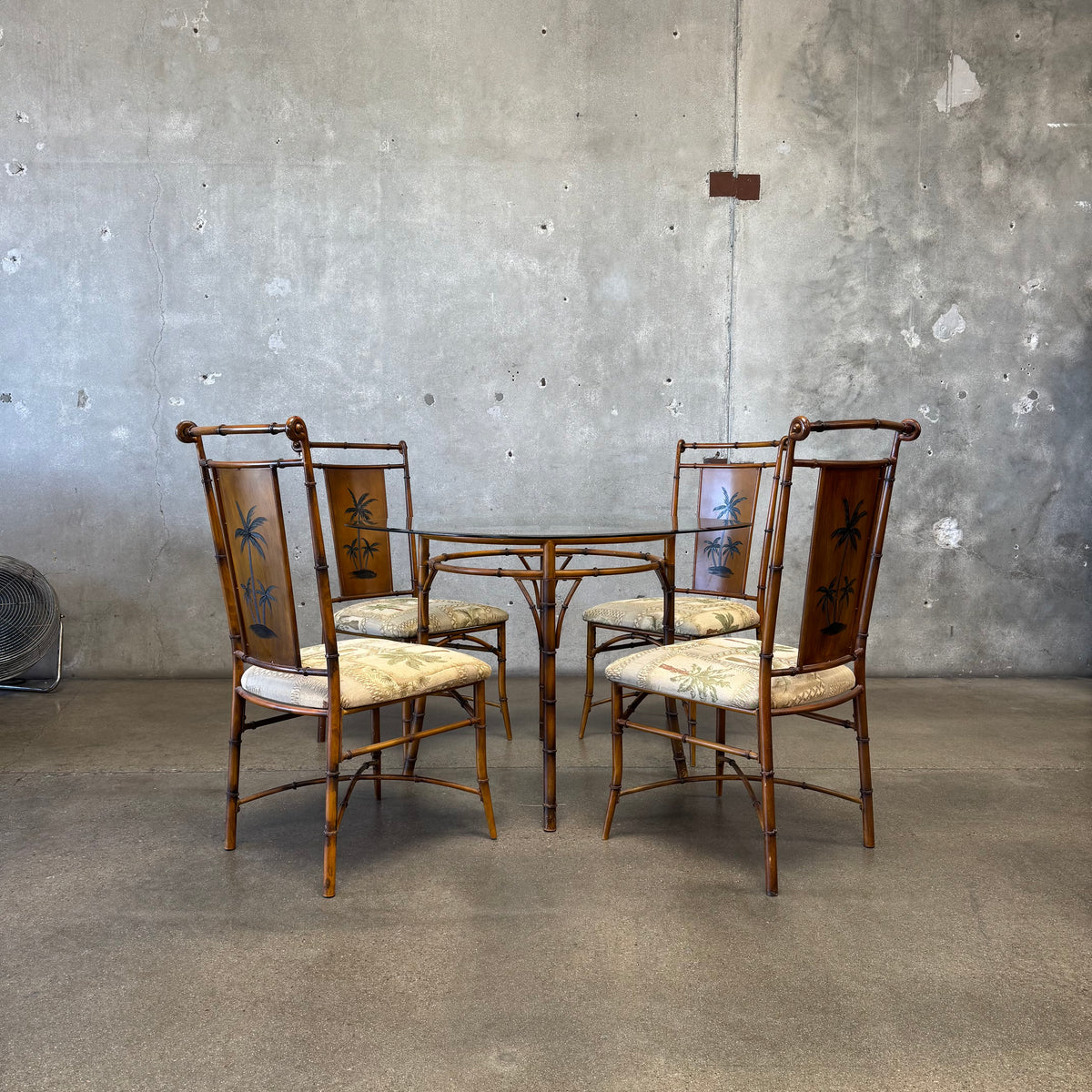 Vintage Faux Bamboo & Glass Dining Set
