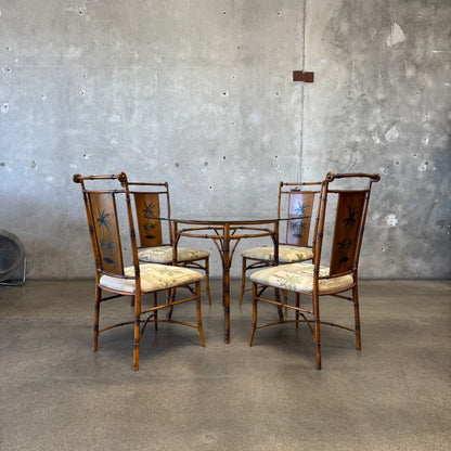 Vintage Faux Bamboo & Glass Dining Set