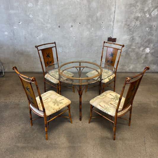 Vintage Faux Bamboo & Glass Dining Set