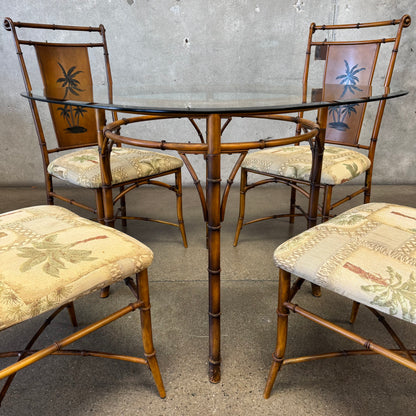Vintage Faux Bamboo & Glass Dining Set