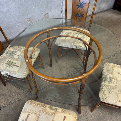 Vintage Faux Bamboo & Glass Dining Set