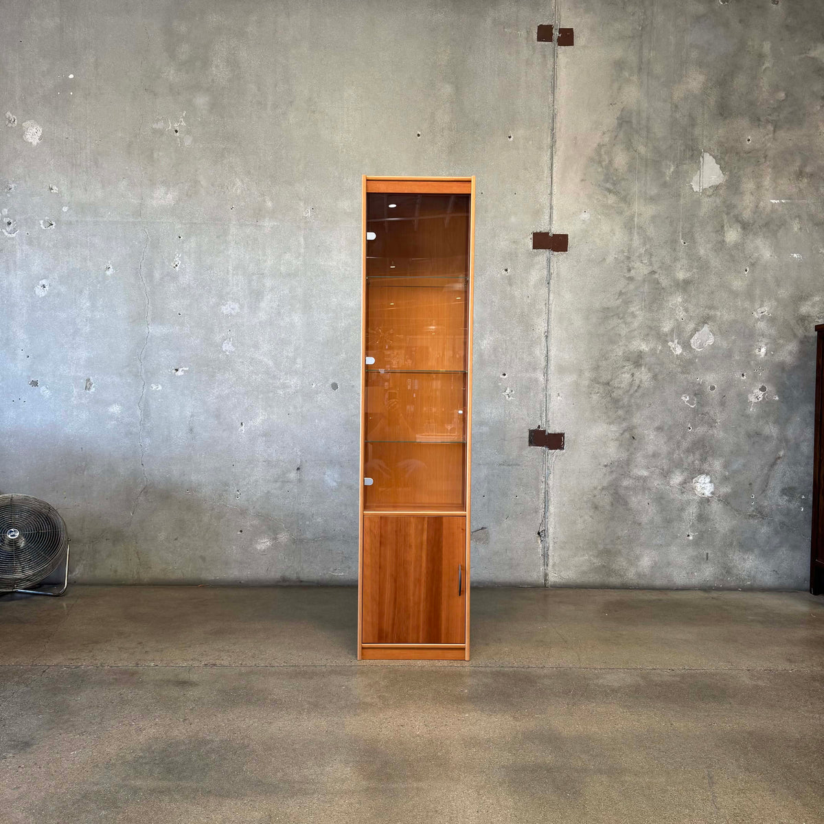 Glass & Cherry Wood Veneer Shelf Cabinet