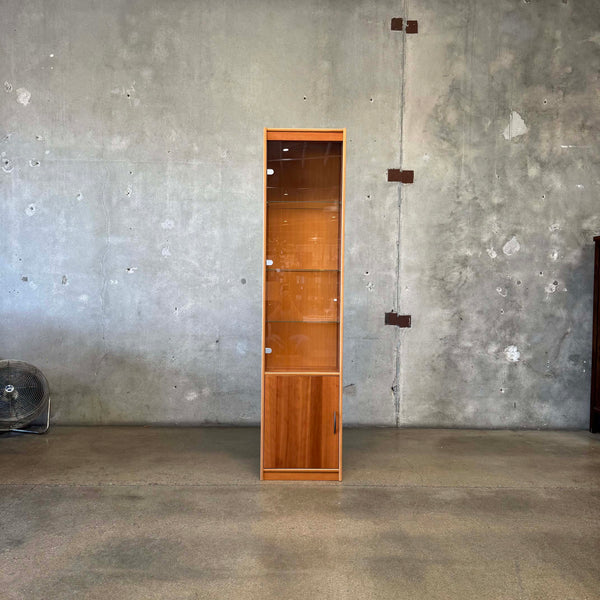 Glass & Cherry Wood Veneer Shelf Cabinet Product Image