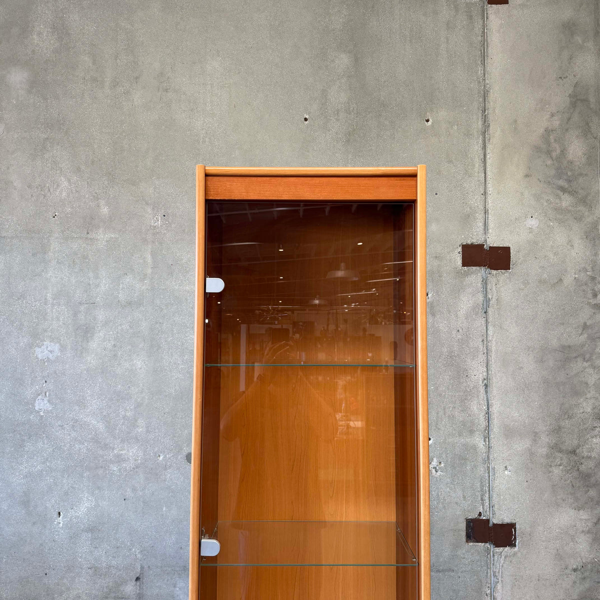 Glass & Cherry Wood Veneer Shelf Cabinet