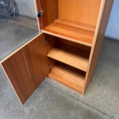 Glass & Cherry Wood Veneer Shelf Cabinet