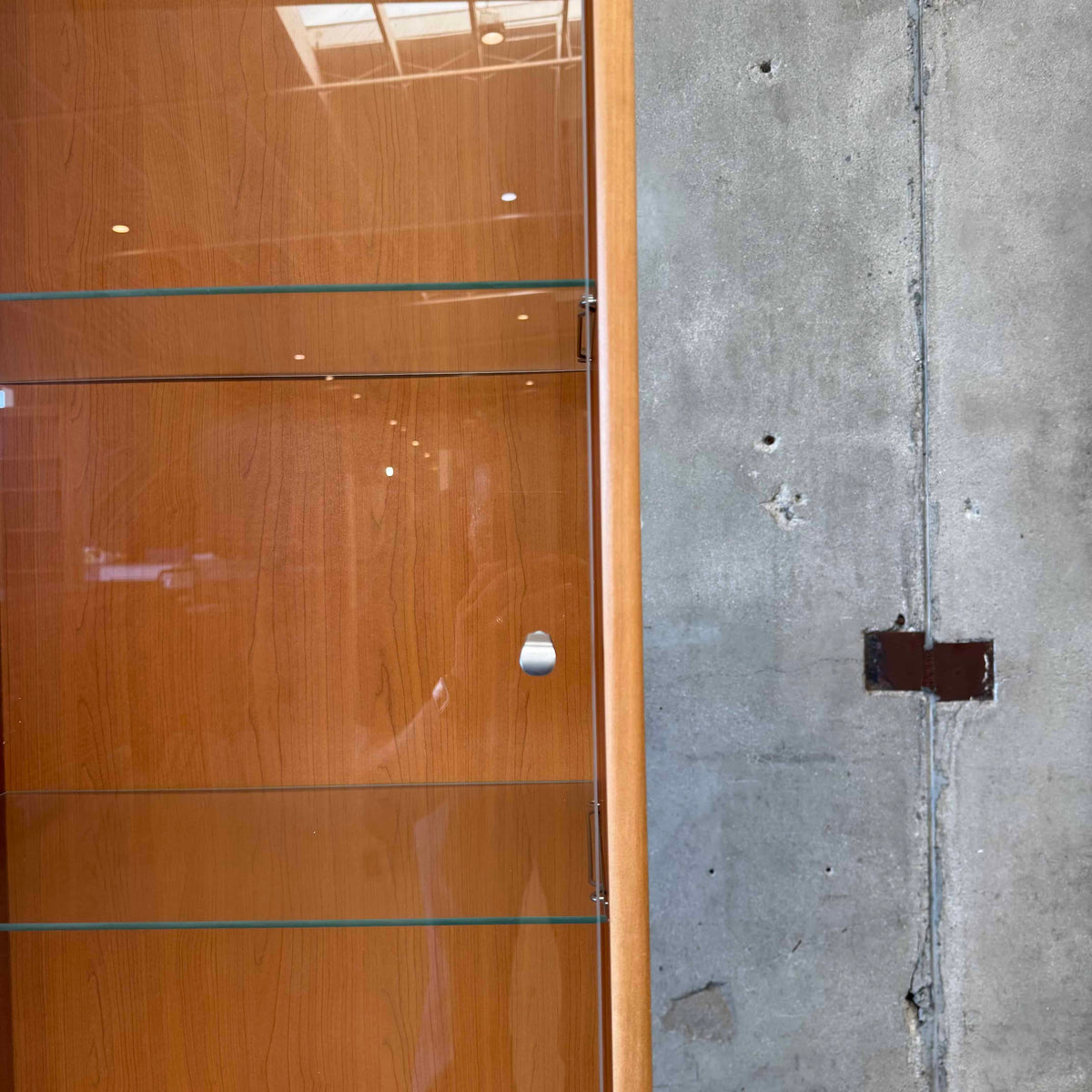 Glass & Cherry Wood Veneer Shelf Cabinet