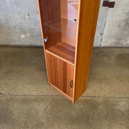 Glass & Cherry Wood Veneer Shelf Cabinet