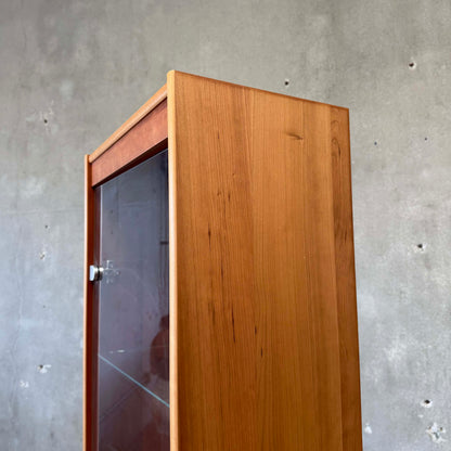 Glass & Cherry Wood Veneer Shelf Cabinet