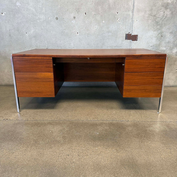 Executive Desk In Walnut By Alexis Yermakov For Stow Davis with Original Key