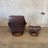 Ekornes "Stessless" Chair & Ottoman in Deep Brown Leather Product Image