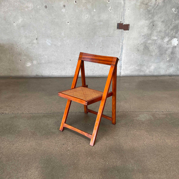 Aldo Jacober For Bazzani Wood & Rattan Folding Chair - Italy 1960s