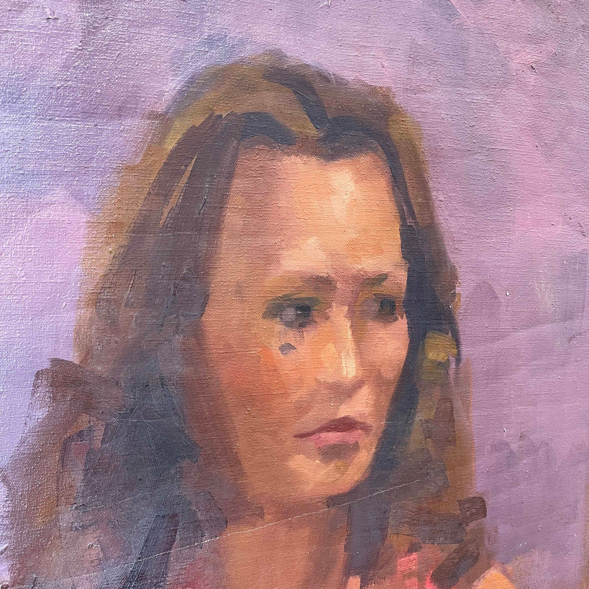 1970s Oil On Canvas Portrait Painting