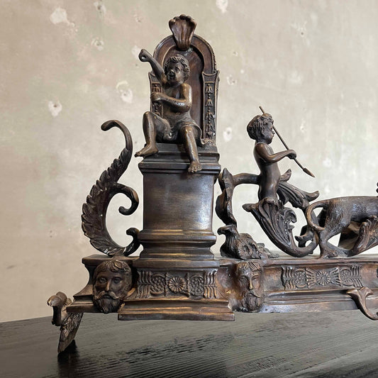 Vintage Cast Bronze Fireplace Fender Neo Classic Motif