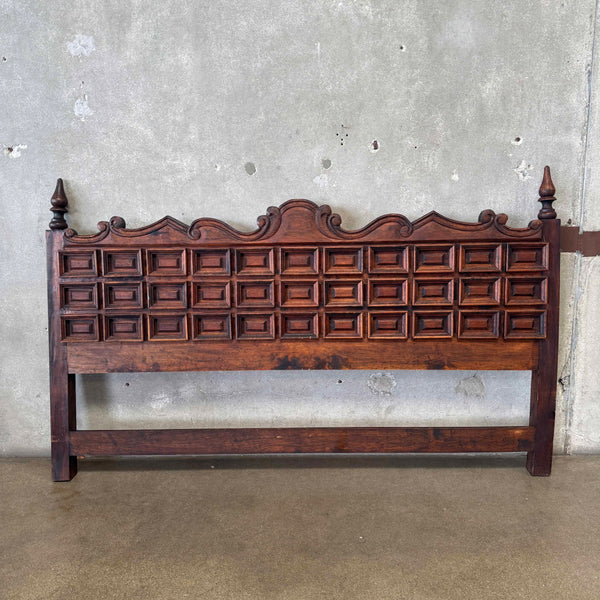 Vintage Hand Carved Spanish Brutalist Headboard
