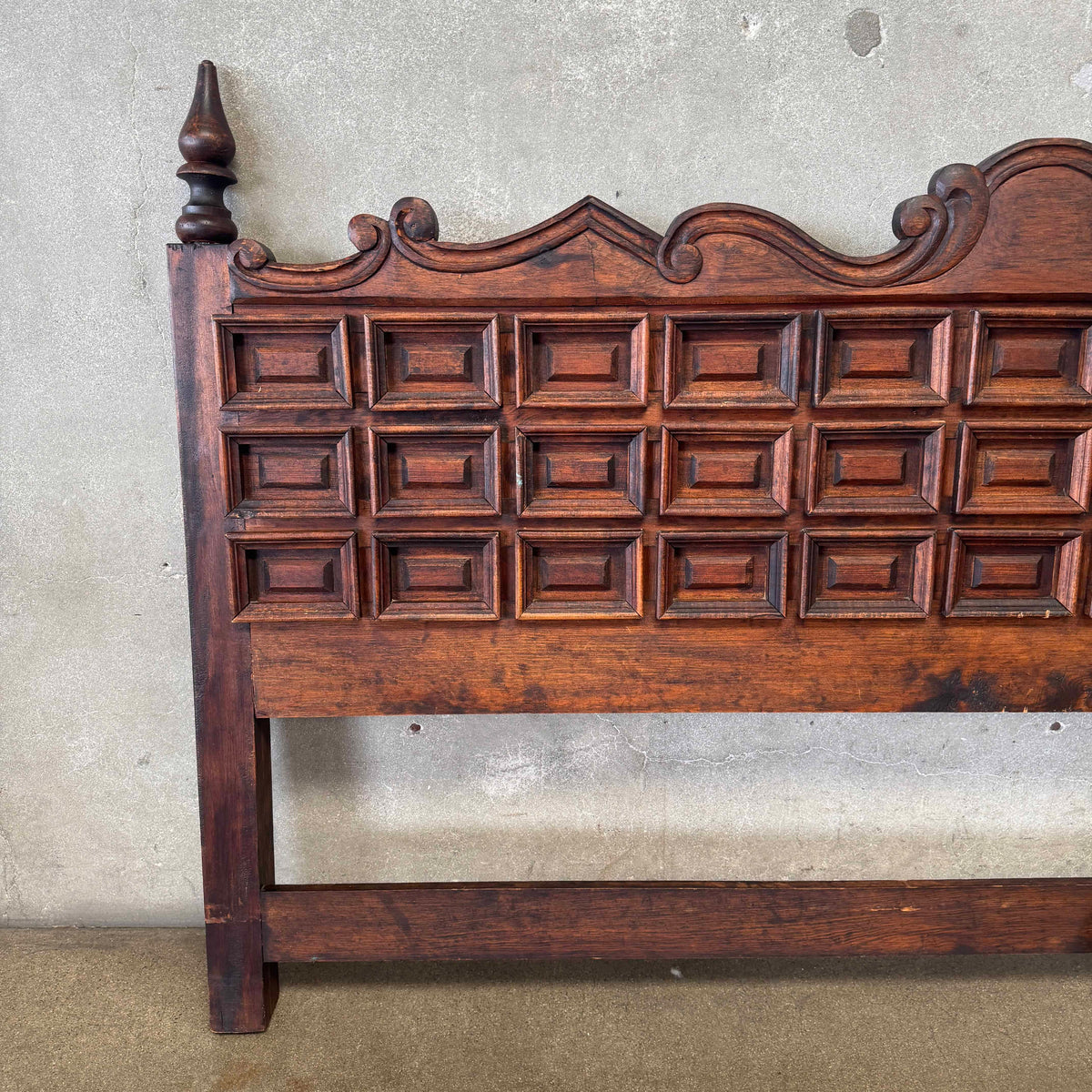 Vintage Hand Carved Spanish Brutalist Headboard