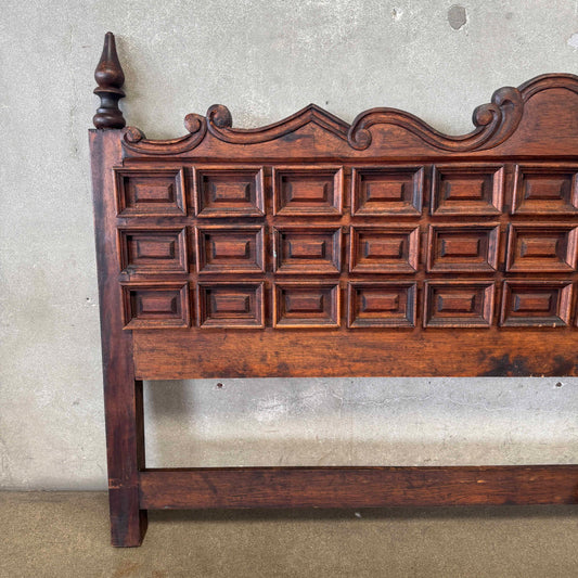 Vintage Hand Carved Spanish Brutalist Headboard