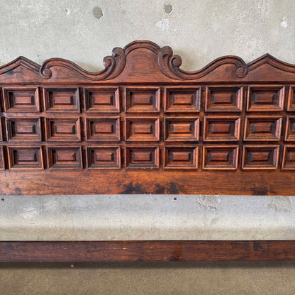 Vintage Hand Carved Spanish Brutalist Headboard
