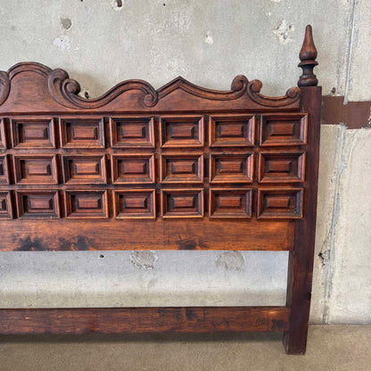 Vintage Hand Carved Spanish Brutalist Headboard