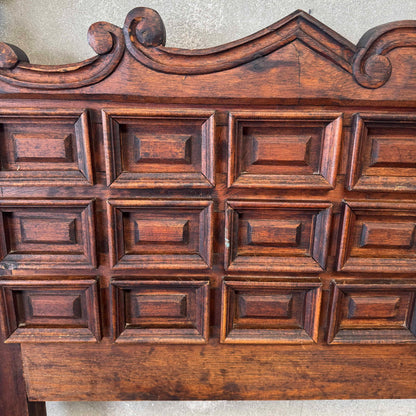 Vintage Hand Carved Spanish Brutalist Headboard