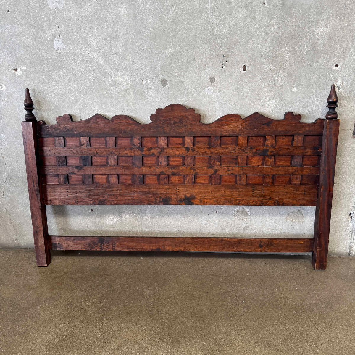 Vintage Hand Carved Spanish Brutalist Headboard