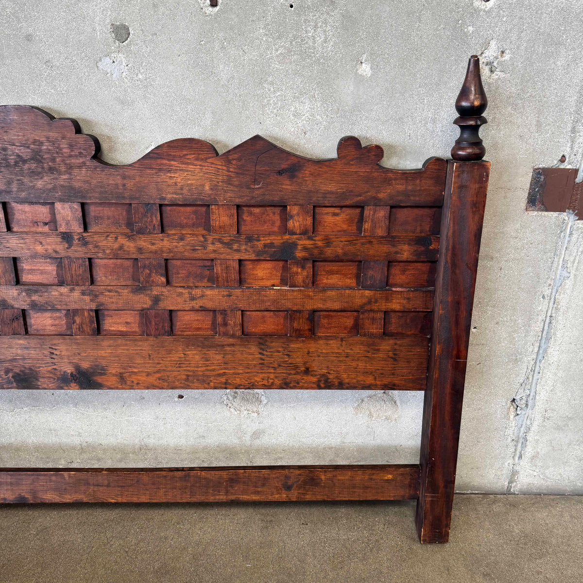 Vintage Hand Carved Spanish Brutalist Headboard