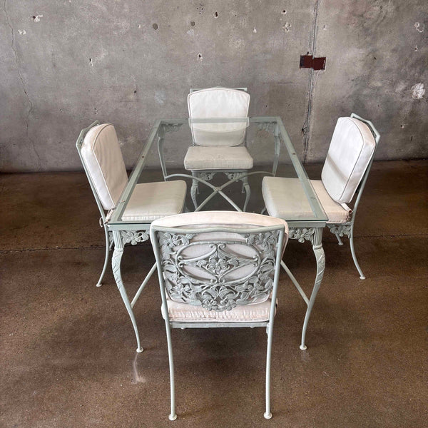 Brown Jordan Rectangular Glass Top Table & Four Chairs