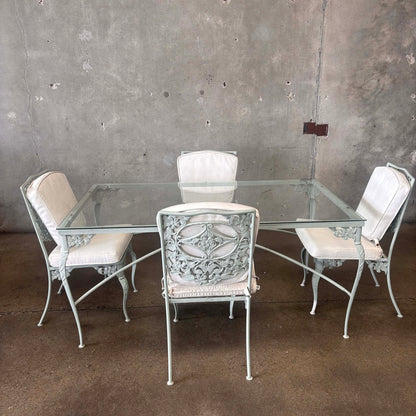 Brown Jordan Rectangular Glass Top Table & Four Chairs