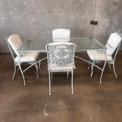 Brown Jordan Rectangular Glass Top Table & Four Chairs