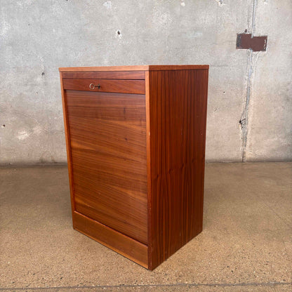 Mid Century Modern Teak Hans Wegner Roll Up File Cabinet With Key