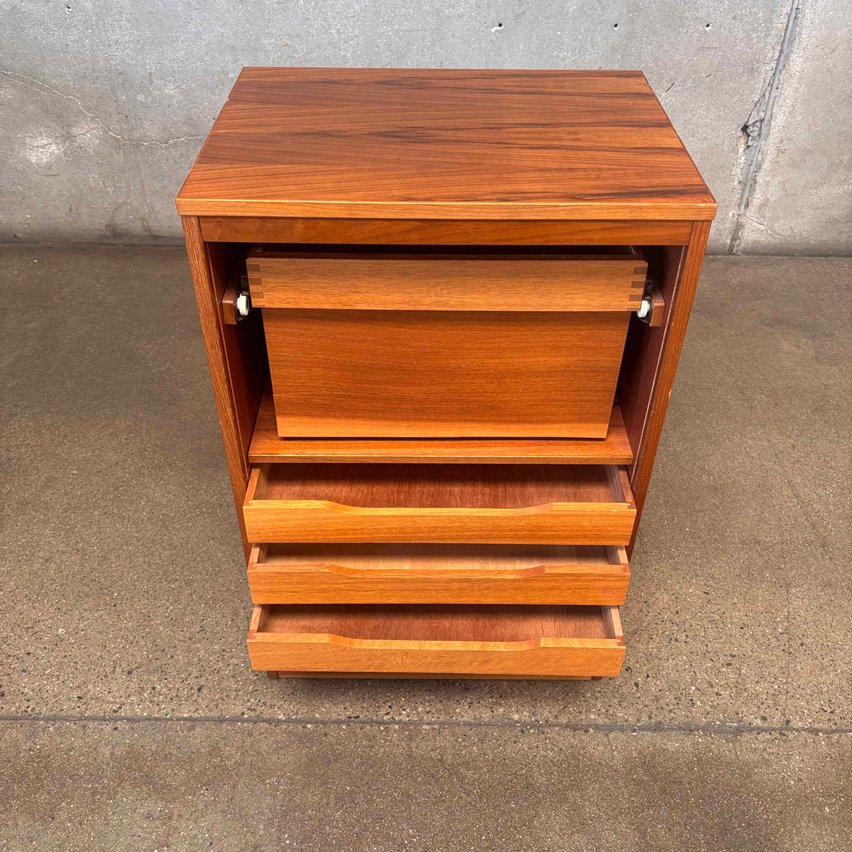 Mid Century Modern Teak Hans Wegner Roll Up File Cabinet With Key