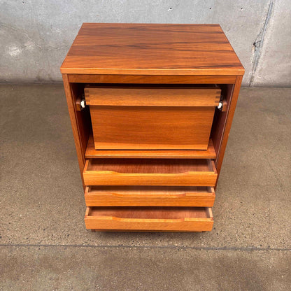 Mid Century Modern Teak Hans Wegner Roll Up File Cabinet With Key