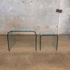Set of Two Mid Century Modern Bent Glass Waterfall Tables - Signed by Artist Product Image