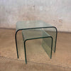 Set of Two Mid Century Modern Bent Glass Waterfall Tables - Signed by Artist Product Image