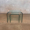 Set of Two Mid Century Modern Bent Glass Waterfall Tables - Signed by Artist Product Image
