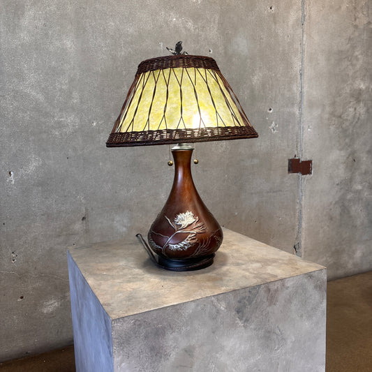 Quoizel Highland Table Lamp Embossed With Mica Shade