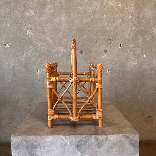 Vintage Bamboo Magazine Basket