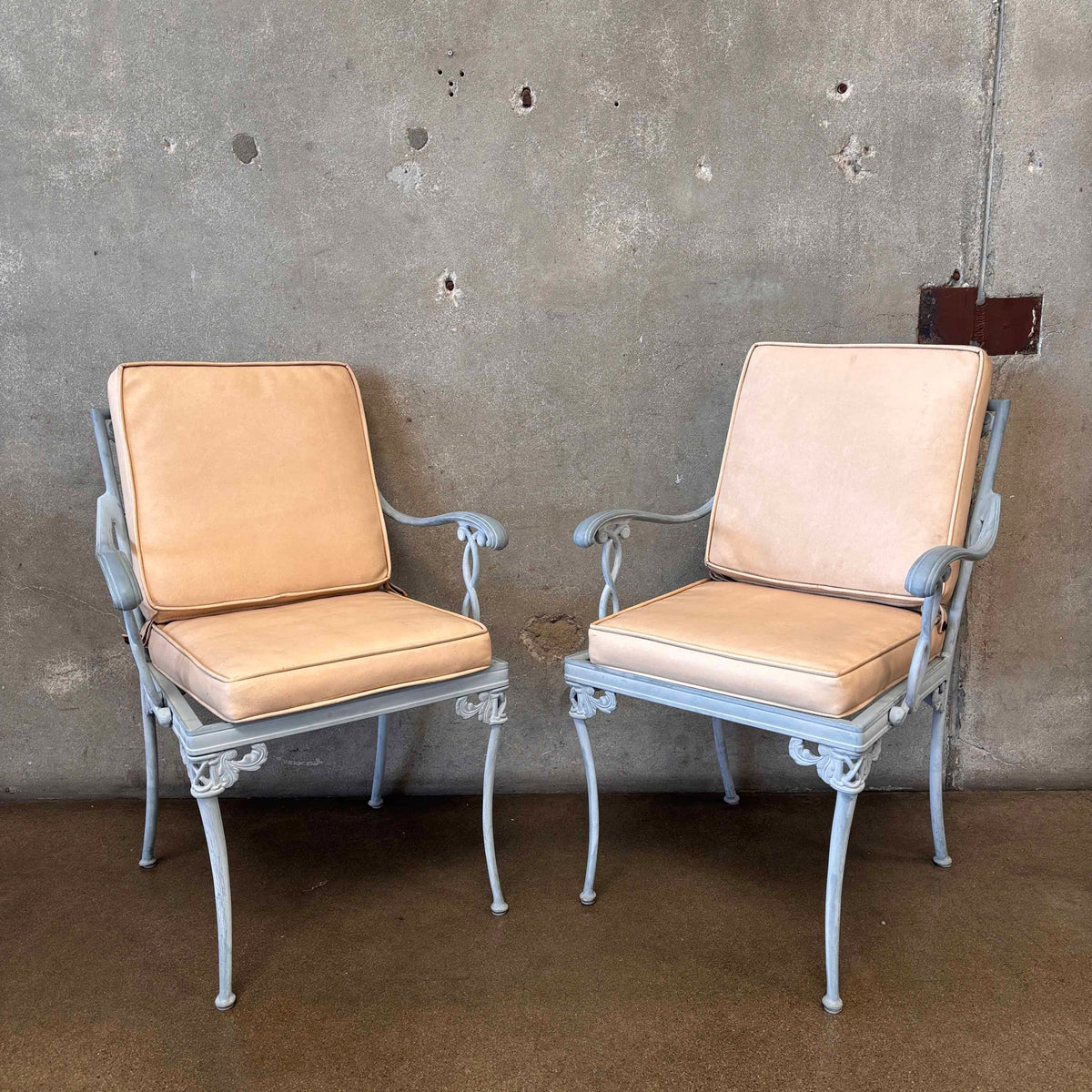 Brown Jordan Round Glass Top Table & Two Chairs