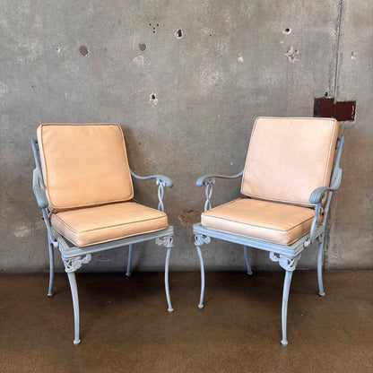 Brown Jordan Round Glass Top Table & Two Chairs