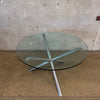 Chrome Jack Base Glass Dining Table In the Style Of Milo Baughman Product Image