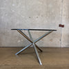 Chrome Jack Base Glass Dining Table In the Style Of Milo Baughman Product Image