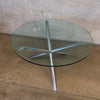 Chrome Jack Base Glass Dining Table In the Style Of Milo Baughman Product Image