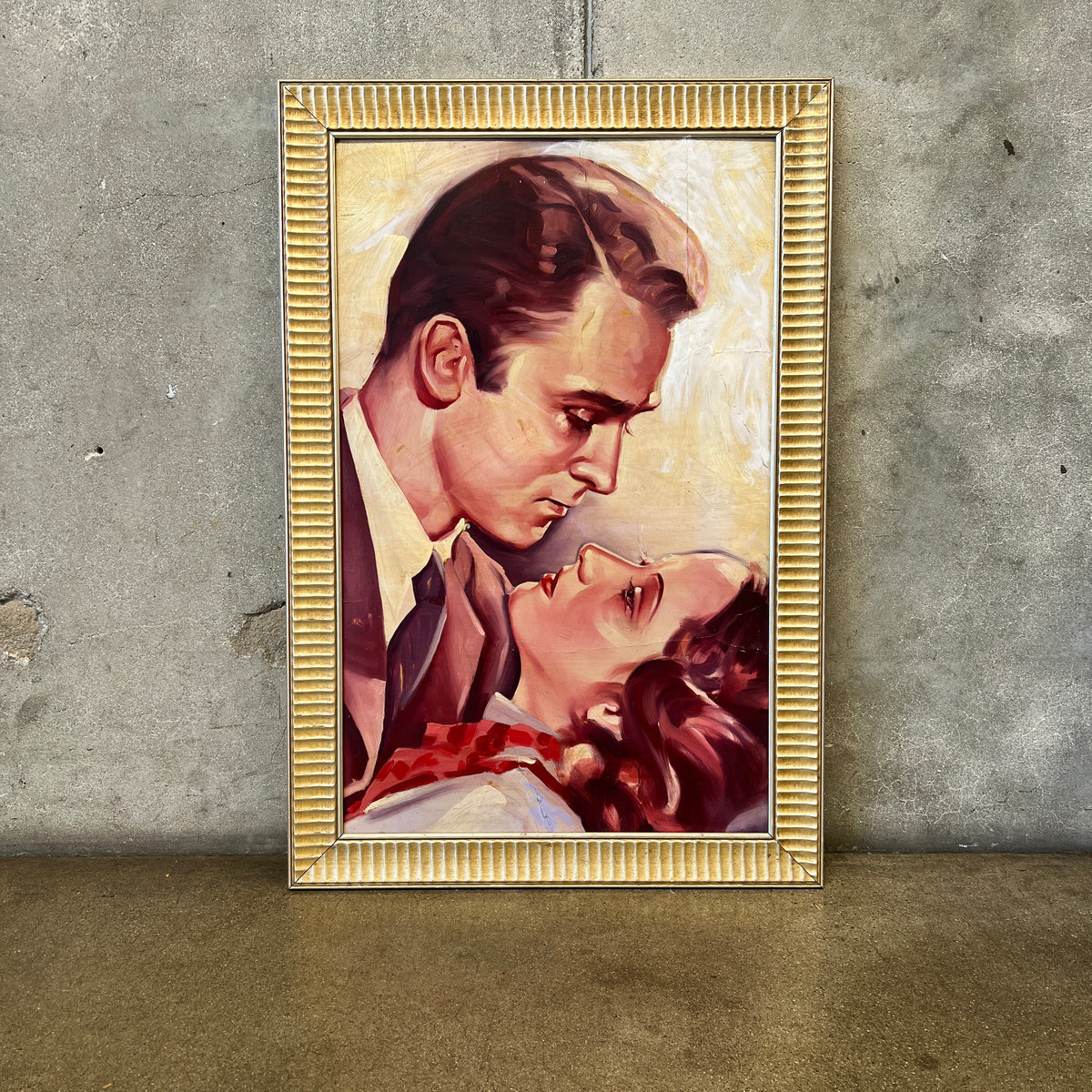 Old Hollywood Painting 1943 Errol Flynn & Merle Oberon