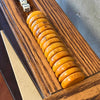 Vintage Oak & Leather Backgammon Table With Bakelite Chips - Reserved for W Product Image