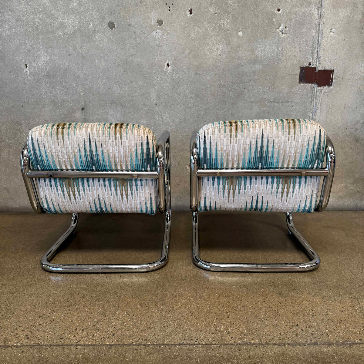 Pair of Vintage 1970's Chrome Tubular Lounge Chairs by Kinetics