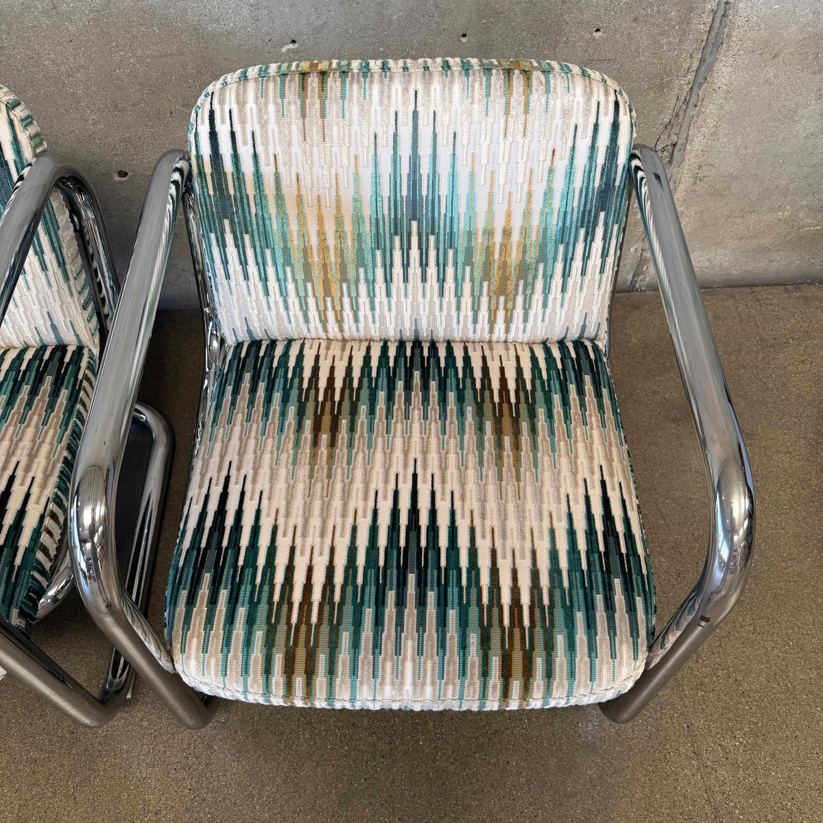 Pair of Vintage 1970's Chrome Tubular Lounge Chairs by Kinetics