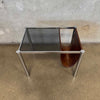 Vintage 1970s Chrome & Smoked Glass End Table With Magazine Rack Product Image